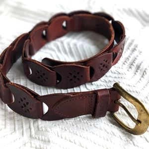 Vintage Aeropostale Brown Leather Belt with Brass Buckle